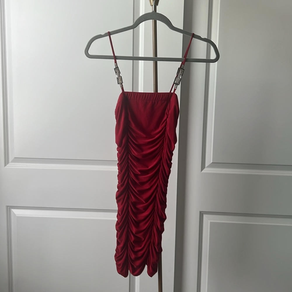 VIZIO USA Red Ruched Dress
